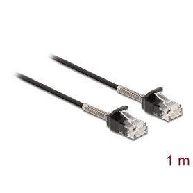 Delock Cable RJ45 plug to RJ45 plug with bend protection Cat.6A 1 m black
