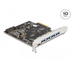 Delock PCI Express x4 Card to 1 x USB Type-C™ + 4 x USB Type-A - SuperSpeed USB 10 Gbps