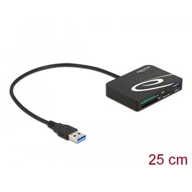 Delock Card Reader for XQD / SD / Micro SD memory cards + USB Type-A port