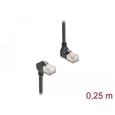 Delock RJ45 Network Cable Cat.6A S/FTP Slim 90° upwards / downwards angled 0.25 m black