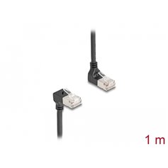 Delock RJ45 Network Cable Cat.6A S/FTP Slim 90° upwards / downwards angled 1 m black