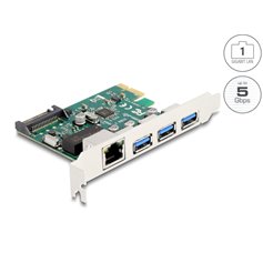 Delock PCI Express x1 Card to 3 x USB 5 Gbps Type-A female + 1 x Gigabit LAN