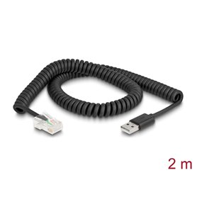 Delock RJ50 to USB 2.0 Type-A Barcode Scanner Coiled Cable 2 m